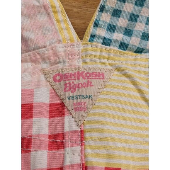 Vintage Osh Kosh Jumper Dress Patchwork Overall Bib Front Baby Girls Size 9m - Picture 4 of 5